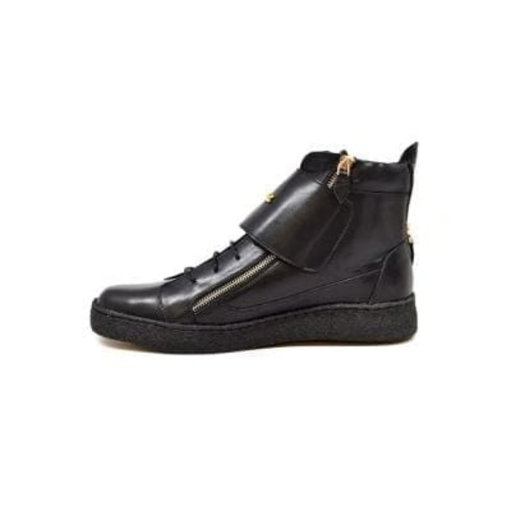 British Walkers Empire Men's Black Leather Crepe Sole High Tops - Picture 6 of 9